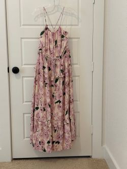 Lost + Wander Pink Green Floral Tiered Maxi Dress Size M