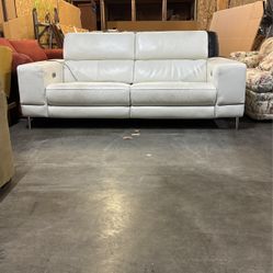 White Italian Leather Recliner Chair