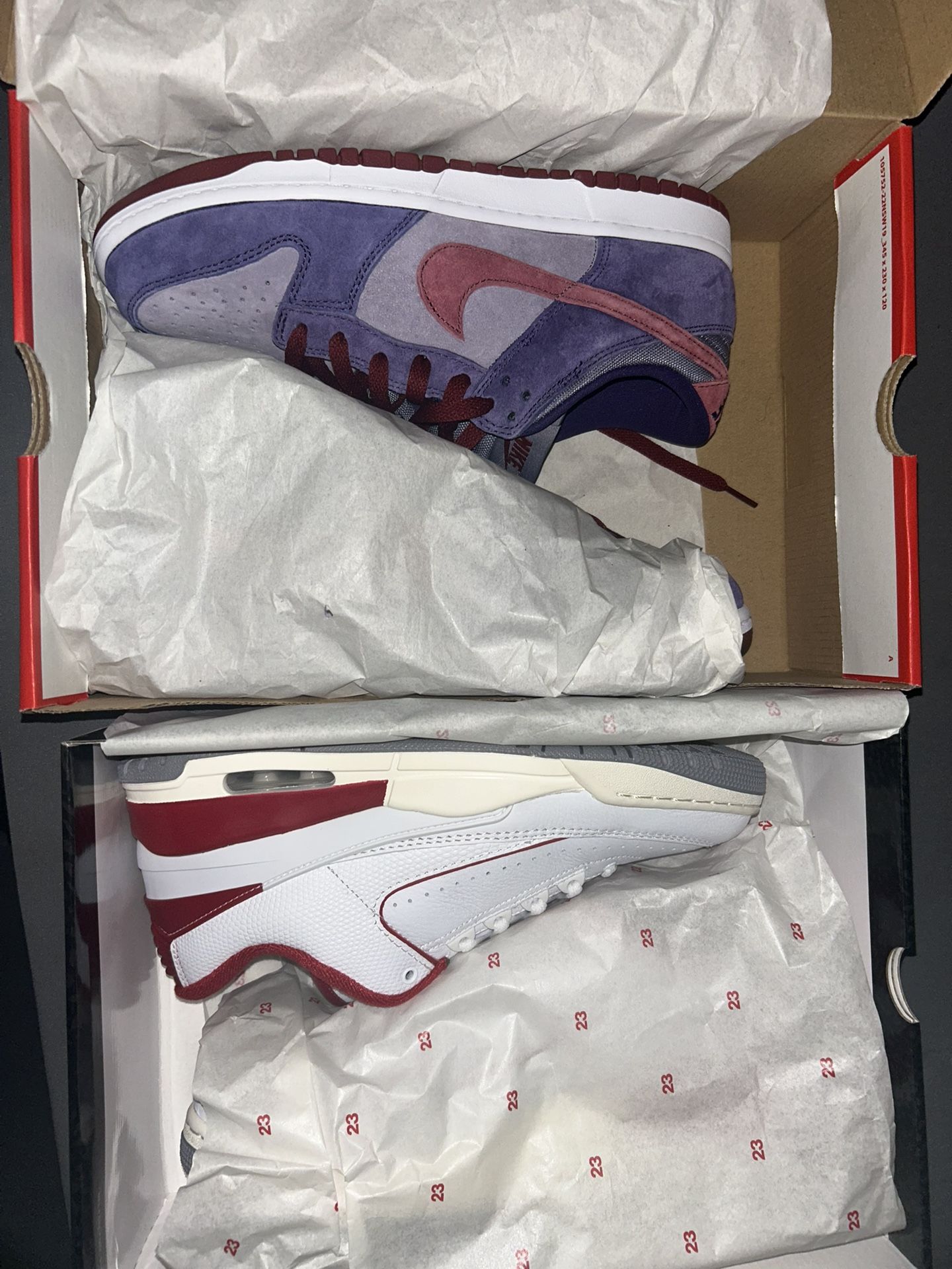 Nike Dunks Plums and Jordan retro 2