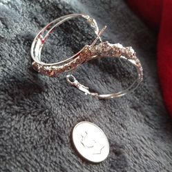 Crystal Clear Rhinestone Hoop Earrings 