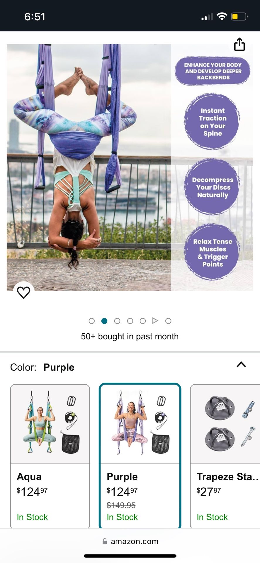Purple Aerial Yoga Fabric Swing