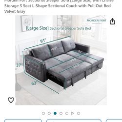 Modern Fort Modular Sectional - Grey Pullout Sleeper 