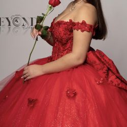 Red Ball or Quinceanera Gown + Petticoat