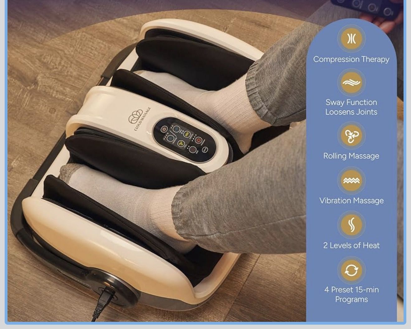 Cloud Massage Shiatsu Foot Massager with Heat – Deep Kneading for Pain Relief 