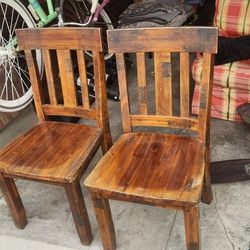 Two Solid Wooden Chairs