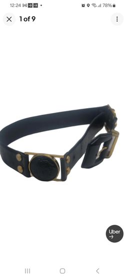 Authentic Vintage Gianni Versace Medusa Buckle Women's Leather Belt Black Size 28 US 70 IT