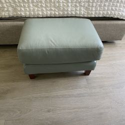 Teal Leather Ottoman
