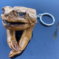 Frog Head Leather Key Chain
