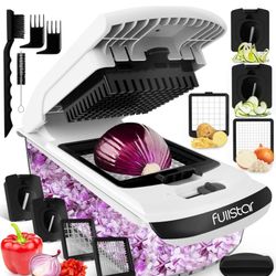 Fullstar Vegetable Chopper and Spiralizer - Food Chopper with Container, Fruit Slicer, Kitchen Gadgets & Accessories, Home Essentials (4 in 1, White)
