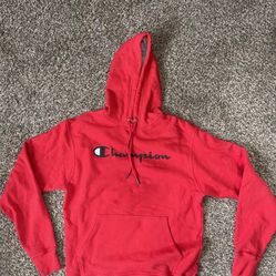 Mens Red Champion Pull-Over Hoodie