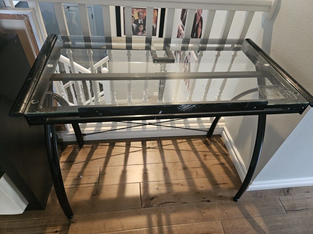 Black Metal And Glass Drafting Table Desk