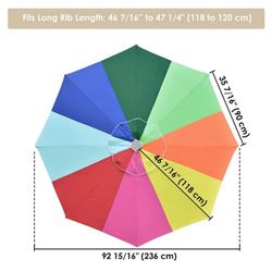 8' Outdoor Market Umbrella Replacement Canopy Rainbow Color -Paraguas - Sun Protection