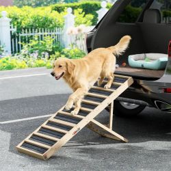 Pet Ramp Wooden, Heavy-Duty, 55 inch portable wooden pet ramp non slip, NEW