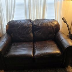 Genuine Leather Brown Loveseat
