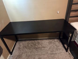 Black Computer Desk with side pouch