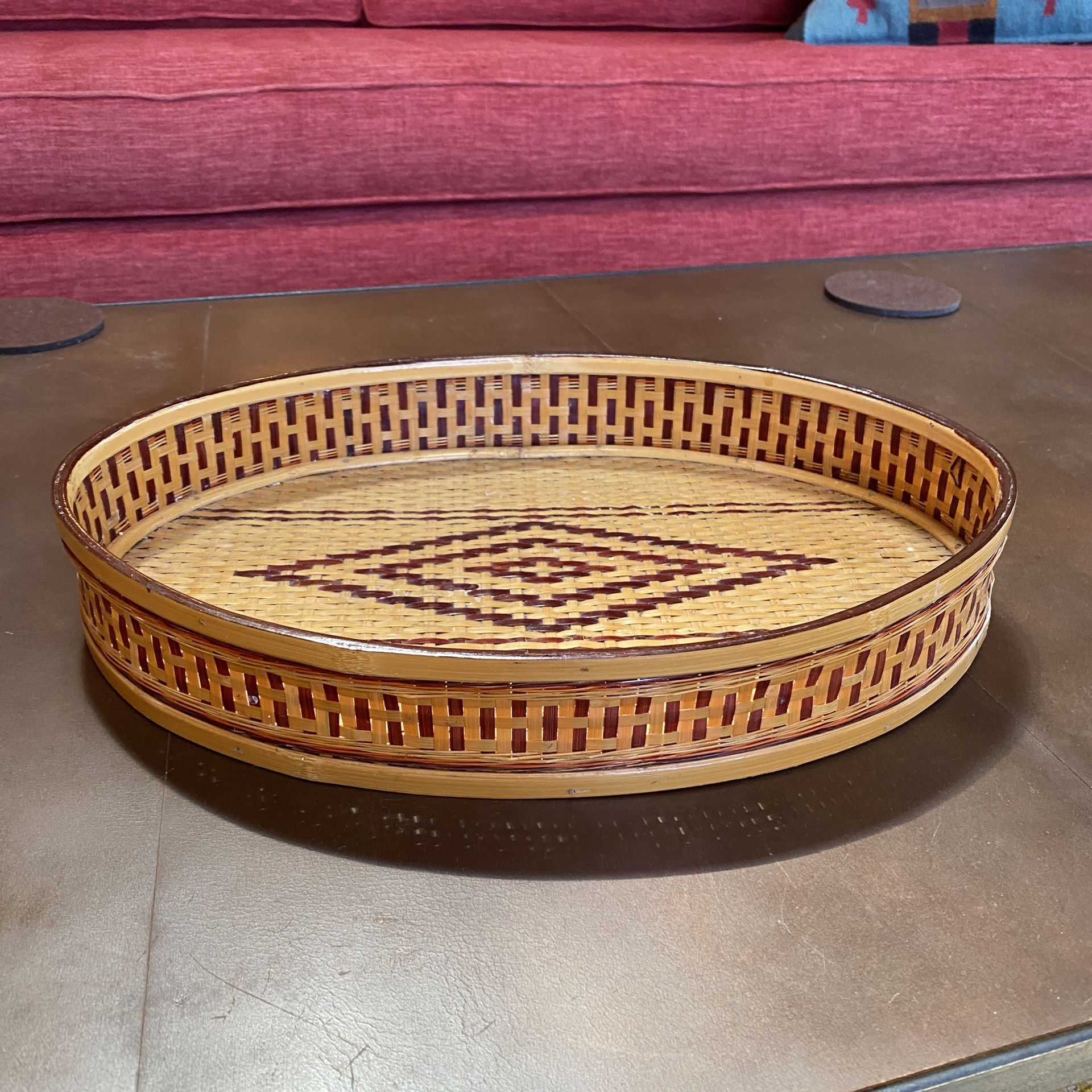 Vintage Woven Oval Basket Rattan Frame