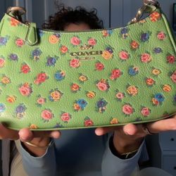 Coach Green Floral Purse — Small Perfect For Spring Or Summer 