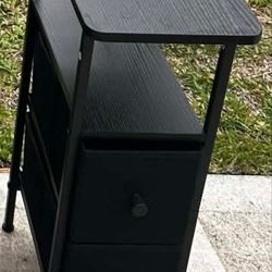 Modern Charging Nightstand/Side with 2 Fabric Storage Drawers