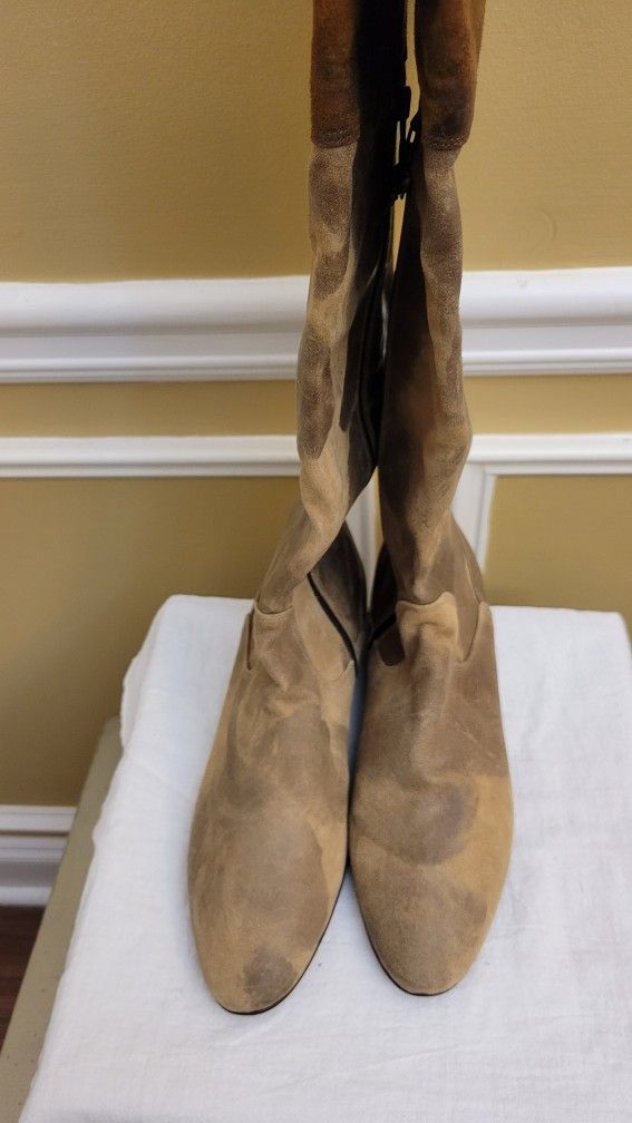 Donald Pliner "Hedda" Brown And Beige Knee High Boots Size 11