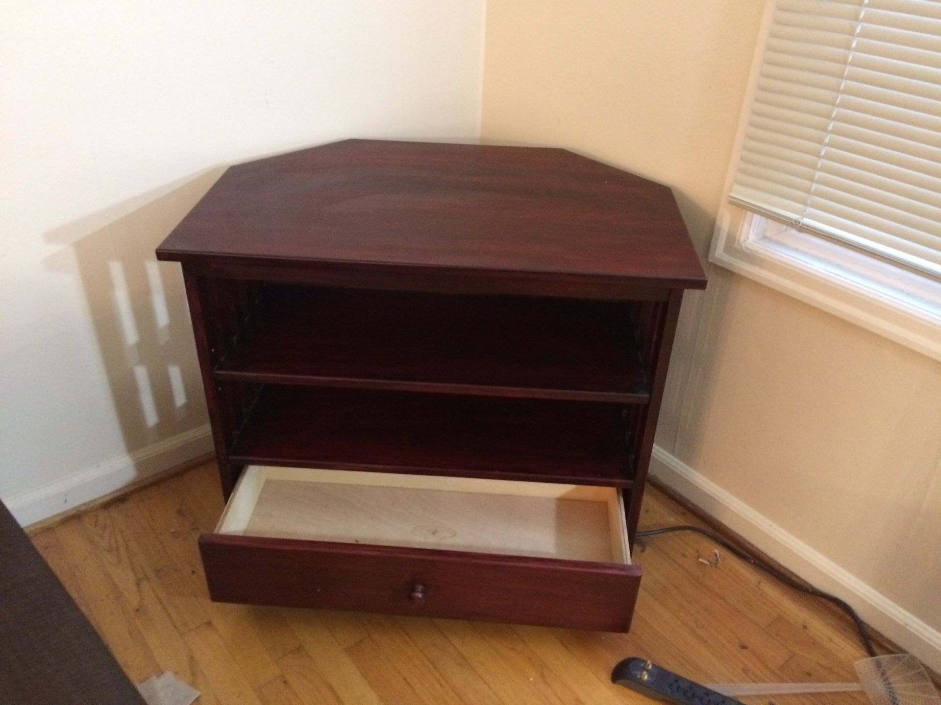 Corner unit TV stand with storage drawer