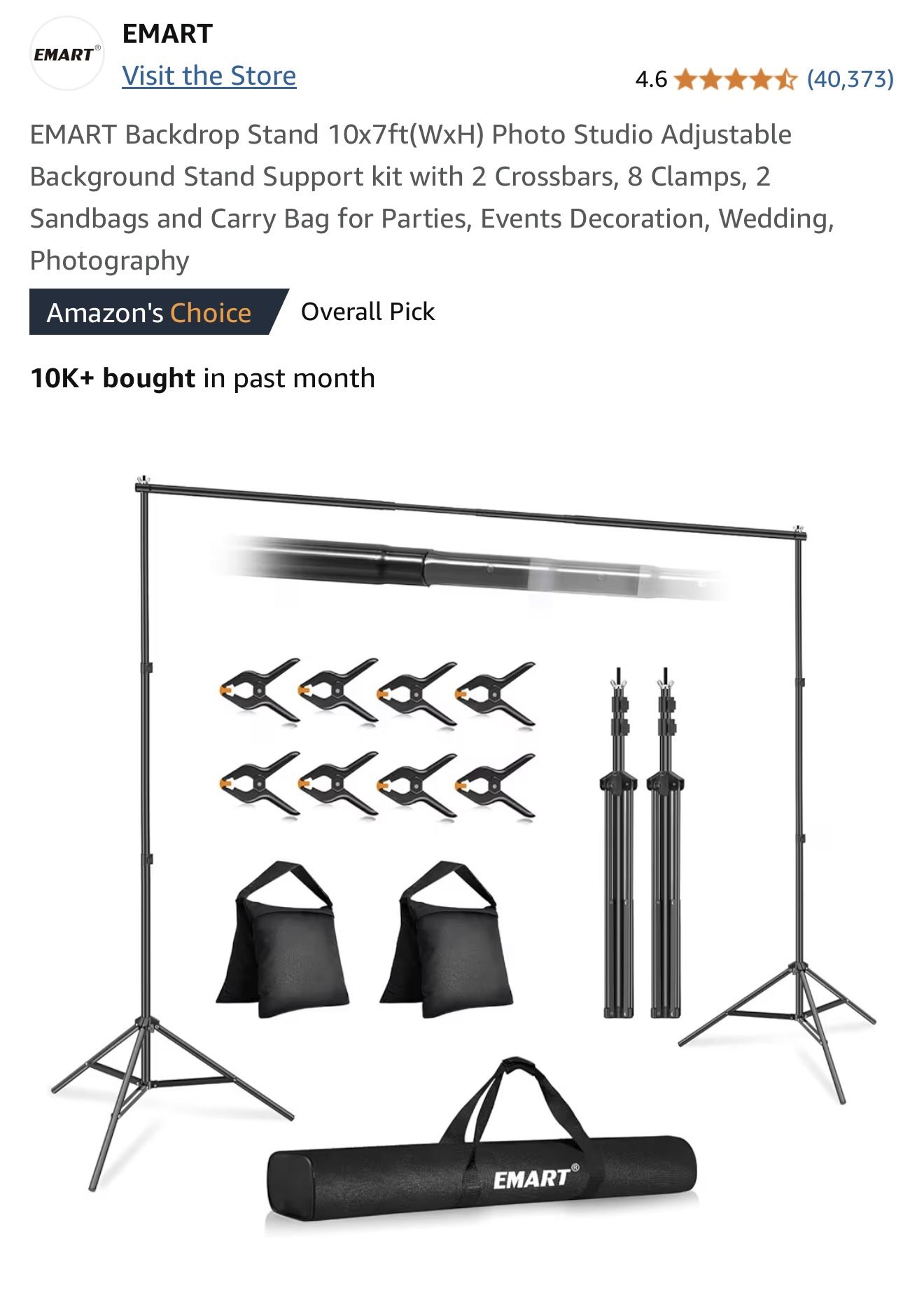 Backdrop stand 10X7 photo studio adjustable background support ki