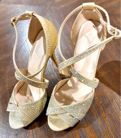 Rose gold glitter heels