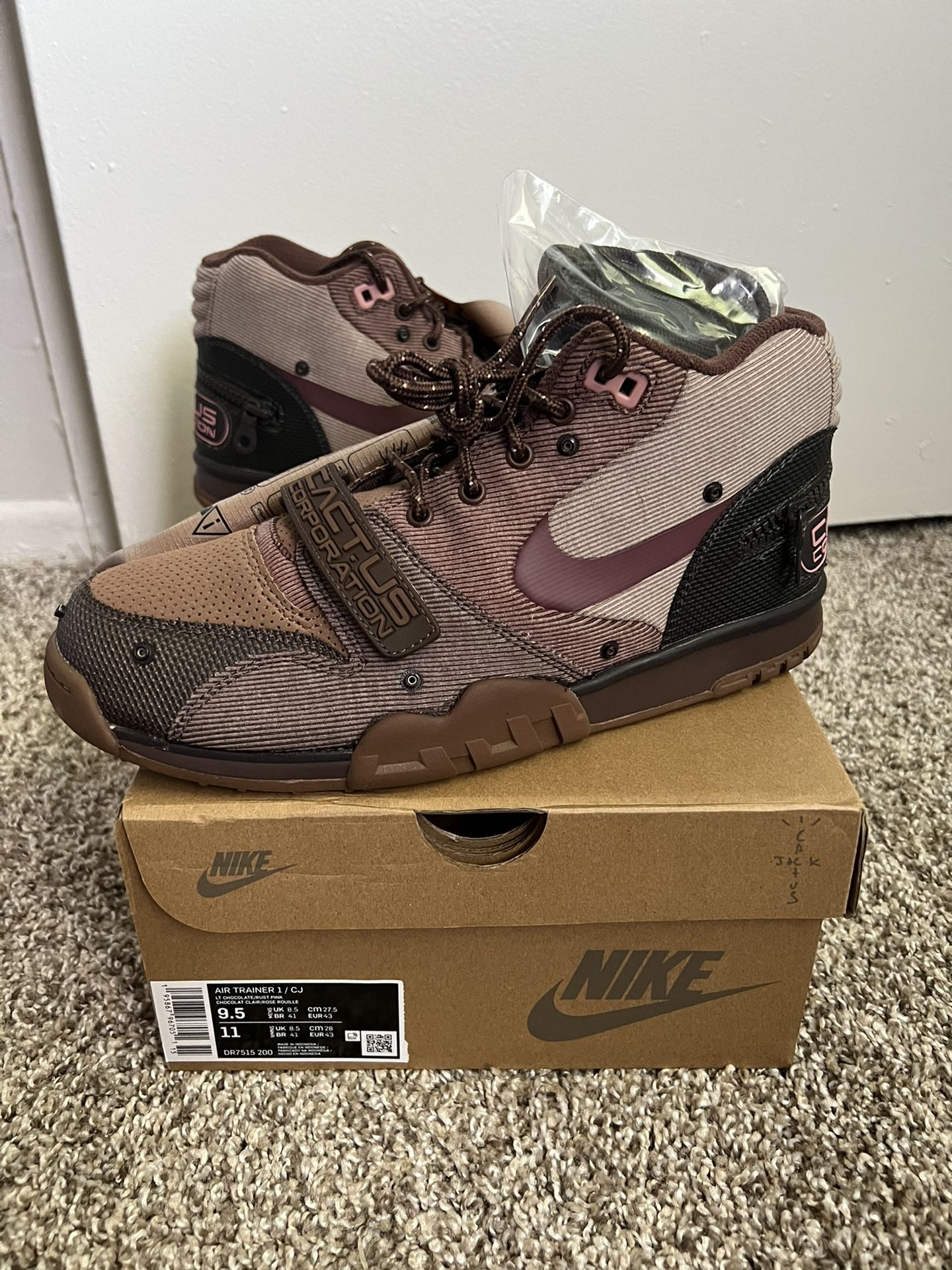 Cactus Jack Travis Scott Air Trainer 1 “Chocolate Haze” size 9.5