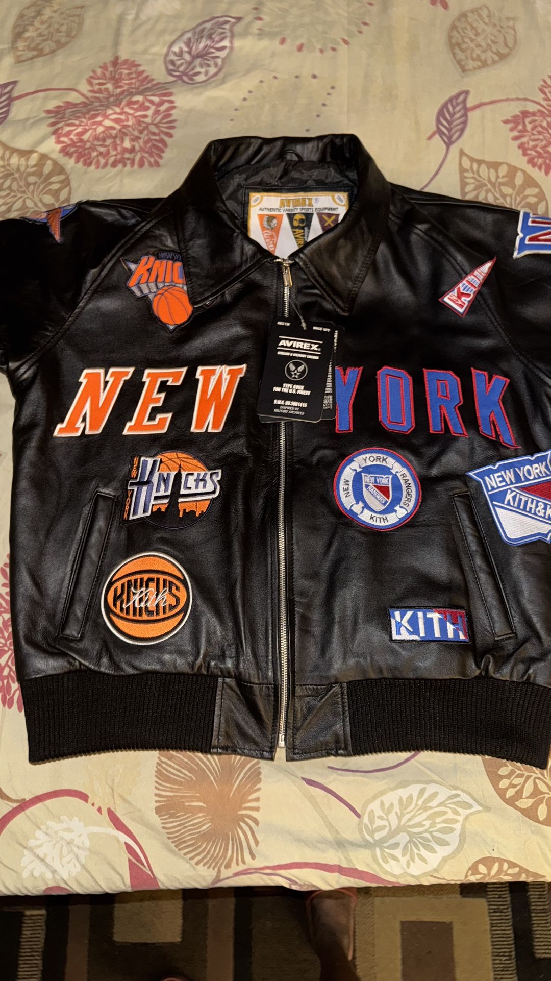 Avirex Kith New York Knicks Leather Jacket