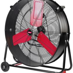 New 30 inch High Velocity Tilted Drum Fan Red & Black For Garage Or Warehouse Or Workshop