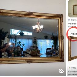 $200 Vintage/Mid Century Large Golden Mirror 56”by 38” in great condition