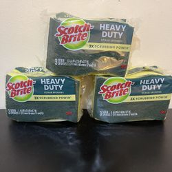 3pack Scotch-Brite Heavy Duty Scrub Sponge, 3 Scrubbing Sponges