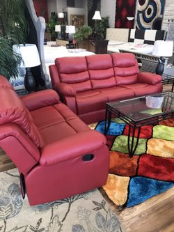 Theater reclining couch and loveseat