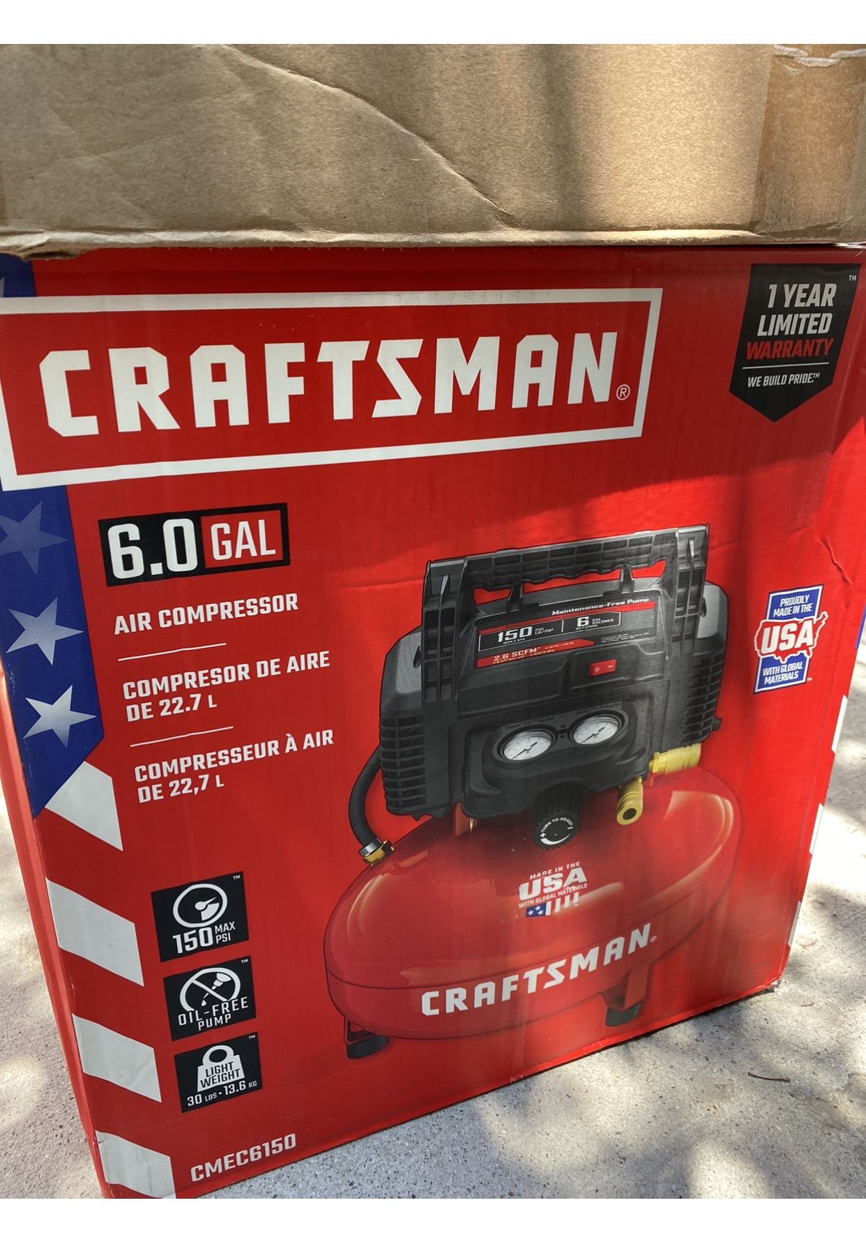 New, Craftsman 6.0gal air compressor
