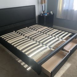 NEW🦋Black Bed w/ two storage drawers (Mattress is not Included)💥 FINANCING AVAILABLE 