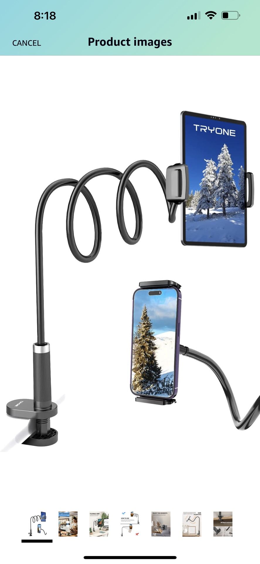 Gooseneck Tablet Holder Stand for Bed: Adjustable Long 39.4inch Flexible Lazy Arm Tablets Mount Compatible with iPad Pro Air Mini | Galaxy Tab | Kindl