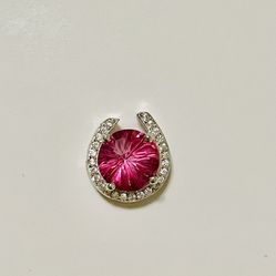 S925 Fireworks Cut Ruby Charm