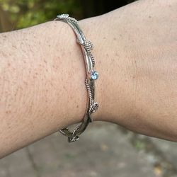 Silver Plated Blue Stone Bangle