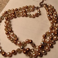 Bronze Gold Pearl Necklace 