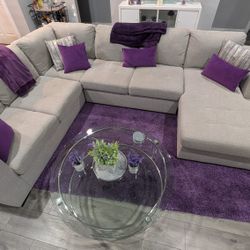 Large Light Gray Sleeper Sectional 