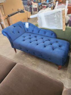 Samuel Tufted Chaise Lounge, Right Arm Facing, Navy Blue
