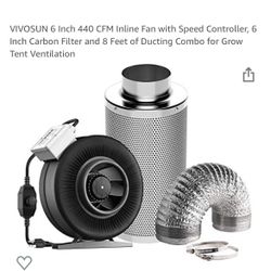 VIVOSUN 6 Inch 440 CFM Inline Fan, Carbon Filter & Ducting