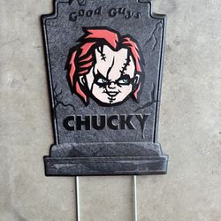 24 inch Good Guys Chucky Halloween Metal Tombstone 