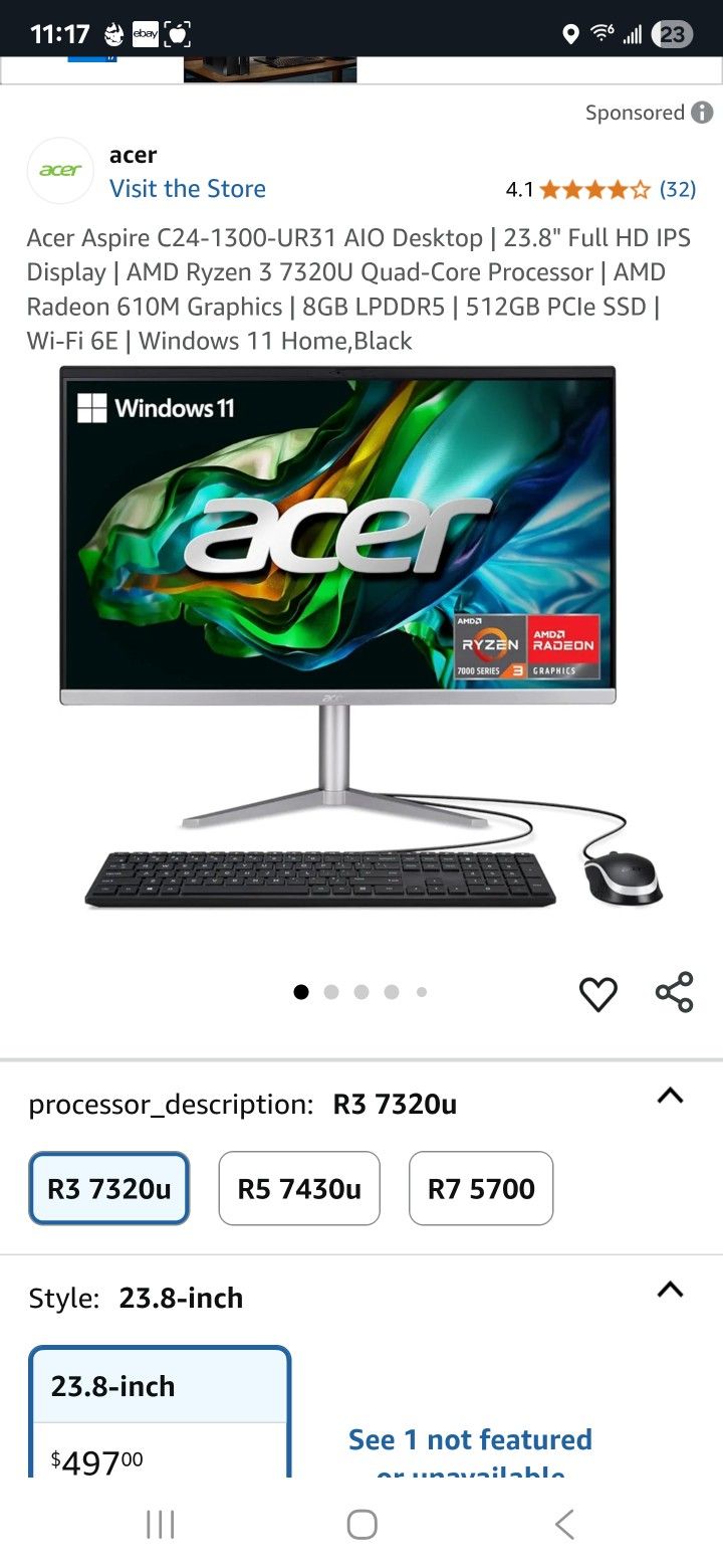 Acer Aspire C24 ALL IN ONE DESKTOP *BRAND NEW UNOPENED*
