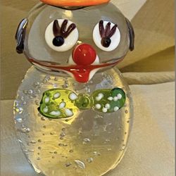 Clown Art Glass Paperweight 