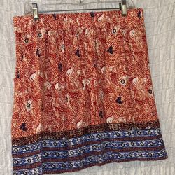 CAbi: Red and Blue Boho Skirt, Pockets, Size: Large