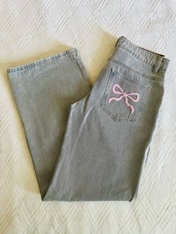 Edikted Bow Pocket Relaxed Jeans Size Medium