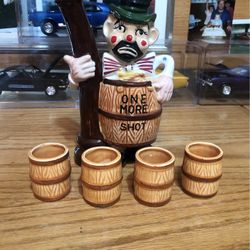 Fire decanter with shot glasses