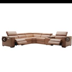 Power Leather Reclining Sectional Sofa