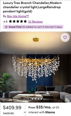 Gold Crystal Branch Chandelier Pendant Light