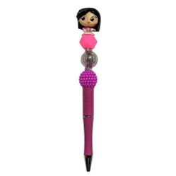 Mulan Disney Dorables Custom Beaded Ballpoint Twist Pink Pen